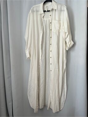 Anthropologie Cream Linen Button-Front Shirt